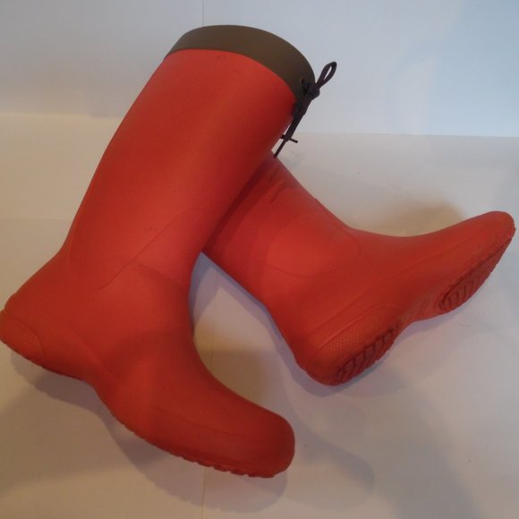 Crocs Womens Freesail Coral Red Lightweight Waterproof Lace Rain Boot Shoes - Picture 2 of 10